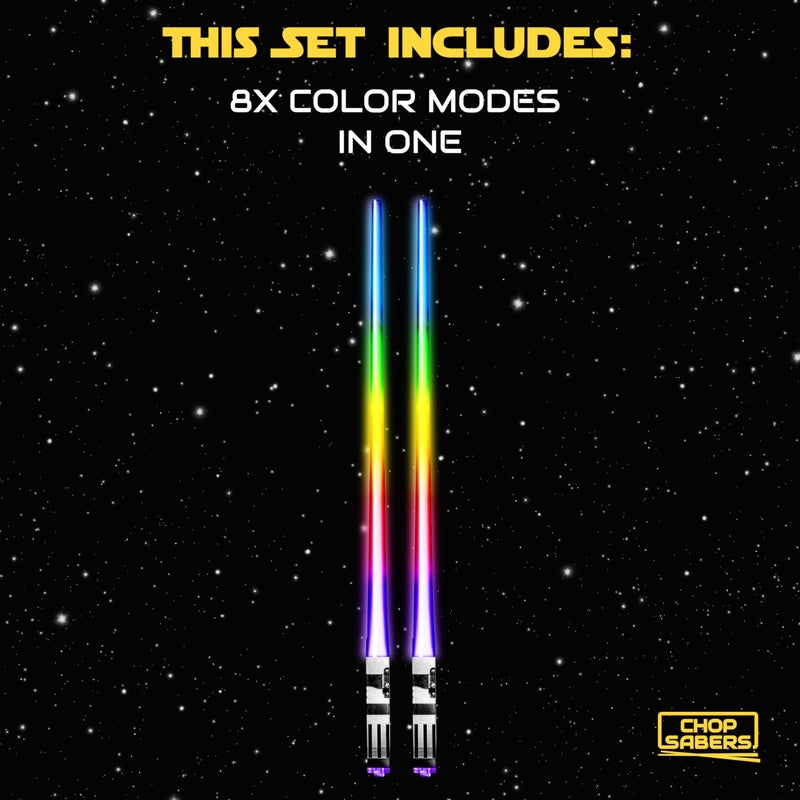 ChopSabers LIGHTSABER CHOPSTICKS LIGHT UP STAR WARS LED Glowing Light Saber Chop Sticks REUSABLE Sushi Lightup Sabers - 8 COLOR MODES 1 Pair - Image 5